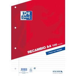 Recambio Oxford School A4 100H 90Gr 4 Taladros Horizontal C/Margen Rojo (Set de 25) Precio: 109.8075. SKU: B1DESZW727