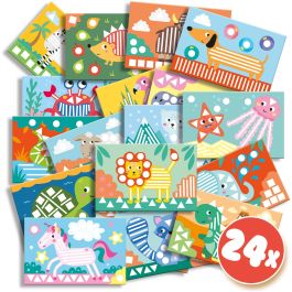 Ses Creative Aprendo a pegar y reconocer formas. Kit de manualidades con pegatinas, 5 rollos de cinta adhesiva y 24 cartas de animales
