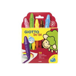 Giotto Lápices de Cera Super Bebé, Caja de 10 Colores Surtidos con Sacapuntas