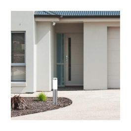 RABALUX RAB-8263 Lámpara de Suelo Exterior "Inox torch" E27 IP44 Acero Inoxidable 45cm Altura, Tulipa Plástico Blanco, Resistente UV