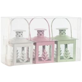 Farola Shabby DKD Home Decor Verde Blanco 7 x 10 x 7 cm Set de 3 (4 Unidades)