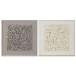 DKD Home Decor Cuadro Decorativo de Lienzo Abstracto Moderno Gris Beige 100x100 cm - Pack de 2 Unidades