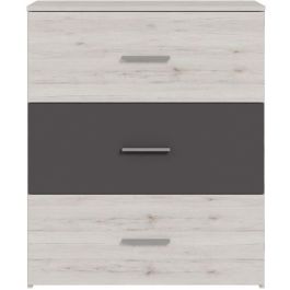Cómoda ADRIA 3 cajones Roble fresno / Gris liso 75,2 x 41,3 x 89,7 cm Cómoda ADRIA 3 cajones Roble fresno / Gris liso 75,2 x 41,3 x 89,7 cm