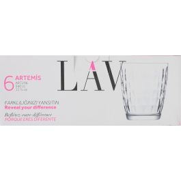 Lav Set de 6 Vasos de 340 ml Colección Artemis New Art 8.3 cm de diámetro por 9.8 cm de alto (8 Cajas)