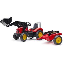 Retroexcavadora de pedal FALK Red Supercharger con capó abatible y remolque