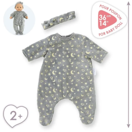 Corolle Pijama Infantil con Estrellas Fosforescentes que Brilla en la Oscuridad - Fácil de Poner - 36 cm