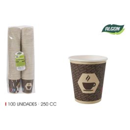 Algon Set de 100 Vasos de Cartón para Café 250 cc (10 Unidades)