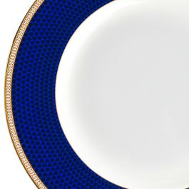 Wedgwood Plato Llano Hibiscus Blue 27 cm (4 Unidades) Apto Lavavajillas Franjas Oro 22k