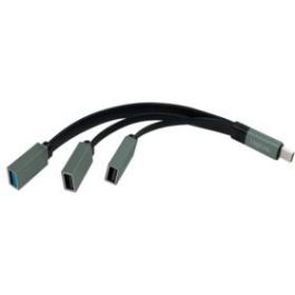 LogiLink UA0315 Hub USB 3.1 Type-C de 3 Puertos, Velocidad 5000 Mbit/s, Negro y Gris