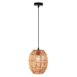 SKD-P-2014 Lámpara Colgante Alexander de Ratán, Pantalla Redonda, Diseño Elegante Estilo Mediterráneo para Salón Comedor Dormitorio