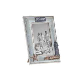 DKD Home Decor Marco de Fotos 10x15 cm Mediterráneo Desgastado Azul MDF y Cristal, 20.5x16 cm, Pack de 6 Unidades