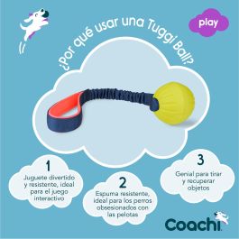 Coachi Tuggi Ball Pelota para Perros y Cachorros | Juguete de Entrenamiento Resistente, Goma Elástica, Asa Neopreno | Azul-Coral-Lima