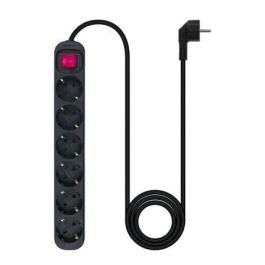 Nanocable 10.37.0006-BK Regleta de Enchufes con Interruptor, 6 Tomas de Corriente con Toma de Tierra, Cable 1.4m, Protección Infantil, 3.680W, Negra