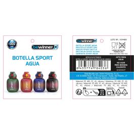 Bewinner Botella Deportiva de Agua Multicolores, 1000 ml (12 Unidades)