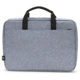 DICOTA Eco MOTION Slim - Funda para Portátil hasta 13.3" (33.8 cm), Maletín Azul Denim, Compartimento para Tableta, Tirante para Hombro, Fabricado con Materiales Reciclados