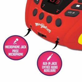 Lexibook Reproductor de CD Bluetooth 5.0 Portátil Miraculous - Luces LED Multicolores, Compatible CD/CD-R/CD-RW, Entrada Micrófono