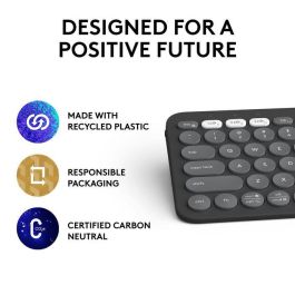 Logitech K380s Teclado Inalámbrico Bluetooth Pebble Keys 2 Multi-Dispositivo Compacto Silencioso Teclas Perfil Bajo Duración Batería 3 Años