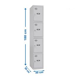 Taquilla metalica pro simonlocker 1/4 300 desmontada 4 departamentos 30x50x180cm simon rack