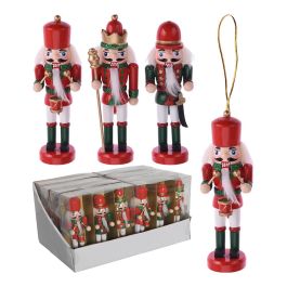 Muñeco cascanueces de madera set de 3 piezas 4x3x12,5cm colores surtidos, adornos navideños