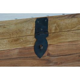 DKD Home Decor Baúl Colonial Natural Madera Maciza Acacia 79x39x34 cm Hecho a Mano