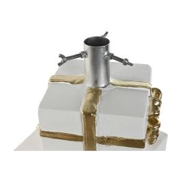 DKD Home Decor Base para Árbol de Navidad Moderna de Magnesia, Blanco Dorado, 26 x 48 x 28 cm