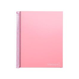 Cuaderno Espiral Liderpapel A4 Micro Jolly Tapa Forrada 140H 75 gr Cuadro 5 mm 5 Bandas 4 Taladros Color Rosa