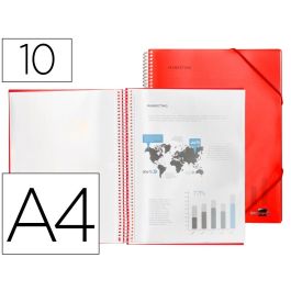 Carpeta Liderpapel Escaparate Con Espiral 10 Fundas Polipropileno Din A4 Rojo