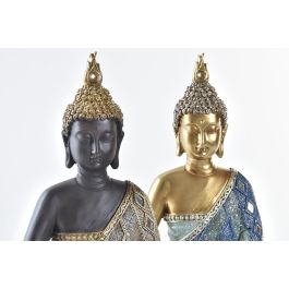 Figura Decorativa DKD Home Decor Azul Dorado Marrón Buda Oriental 20 x 11 x 29 cm (2 Unidades)