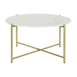 Mesa Centro Glam DKD Home Decor Blanco Dorado 81 x 44 x 81 cm