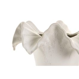 DKD Home Decor Jarrón Shabby de Cerámica Blanco Ondulado 26 x 26 x 33 cm