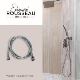 Edouard Rousseau ROU3047404026110 Manguera de Ducha con Tuercas Metálicas, Engarces de Seguridad, 2m, Mango de Acero Inoxidable Cromado