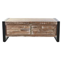 DKD Home Decor Mesa Centro Alpino Natural Negro Acacia Metal 110 x 60 x 40 cm