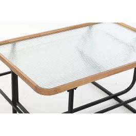 DKD Home Decor Mesa Centro Scandi Negro Natural Metal Cristal 60 x 46 x 90 cm