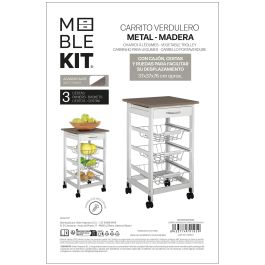 Inde Carrito Verdulero 3 Niveles con Cajón 38 cm ancho x 15 cm alto x 72 cm largo (2 Unidades)