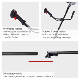 Scheppach BCH3300-100PB Desbrozadora de Gasolina 32,6 cm³ con Carrete y Arnés de Hombro