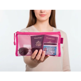 Liderpapel Bolsa zipper bag ticket poliester transpirable multiusos 230x115 mm rosa