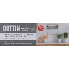 Quttin Dispensador de Aluminio, Film y Papel - 20 cm Ancho x 7 cm Alto x 34 cm Largo (6 Unidades)