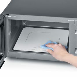 Severin MW 7762 Microondas con Grill 20 L 800 W | Acero Inoxidable y Negro | Encimera | Control Giratorio | 1000 W Parrilla