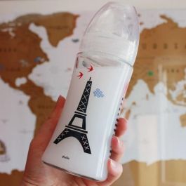 Dodie Biberón Anticólicos Sensation + Paris Vidrio Farmacéutico Ultra Resistente - Tetina Plana Lactancia Materna Fácil Agarre Antigoteo