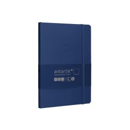Antartik Cuaderno A5 Tapa Blanda Hojas Lisas 80 Hojas 80gr Azul Marino con Gomilla, 2 Marcapáginas y Bolsillo Simil Piel FSC