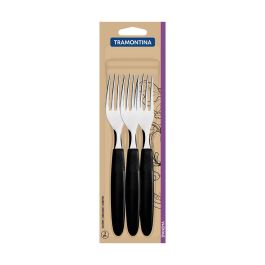 Tramontina Tenedor de Mesa Ipanema Negro 19,1 cm Acero Inoxidable Polipropileno Juego 3 uds
