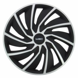 WRC Enjo Bi-colo 15 TURBO Tapacubos de Rueda Bicolores Juego de 4, Negro Mate y Gris Plateado, en ABS de 15 pulgadas, Diseño Deportivo