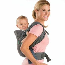 Infantino Portabebé Ergonómico Flip 4 en 1 gris de Poliéster - Ajustable desde nacimiento (3.6-14.5 kg) con soporte cabeza y cuello