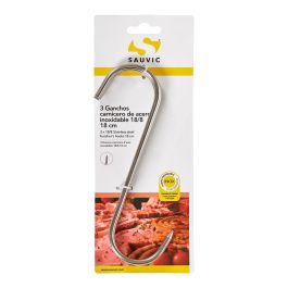 Sauvic Gancho carnicero acero inoxidable 18/8, 18 cm x 5 mm, blister 3 unidades Precio: 4.58999948. SKU: S7900625