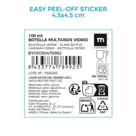 La Mediterran Botella Vidrio Multiusos Rectangular 100ml 6.1 x 3.5 x 13.4 cm