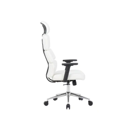 Q-connect Silla de Dirección Aurea, Silla Ejecutiva Ergonómica en Similpiel Blanco, Altura Máxima 1400 mm, Anchura 520 mm, Profundidad 510 mm, Ruedas Premium