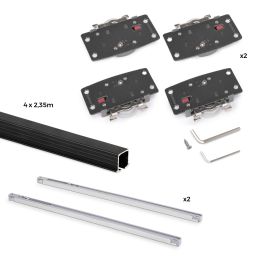 Emuca Kit de herrajes para armario 2 puertas correderas y cierre suave Flow2 con carriles encastrados 2.35m, tableros no incluidos, Pintado negro