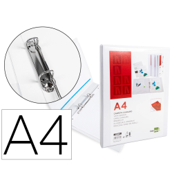 Liderpapel Carpeta canguro 2 anillas mixtas 16mm A4 plástico color blanco