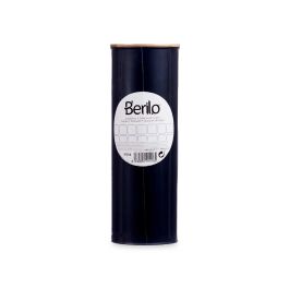 Berilo Escobillero de Metal y Bambú Negro 9.5x27.2x9.5 cm con Tapa y Escobilla de 34 cm (6 Unidades)