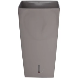 Riviera Eva Nueva Maceta Cuadrada de Plástico - 28 x 28 x H 52 cm - 31 L - Taupe